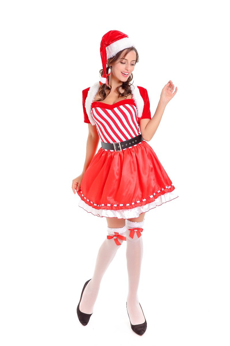 FC135 Candy Cane Cutie Costume Womens Sexy Christmas Fancy Dress